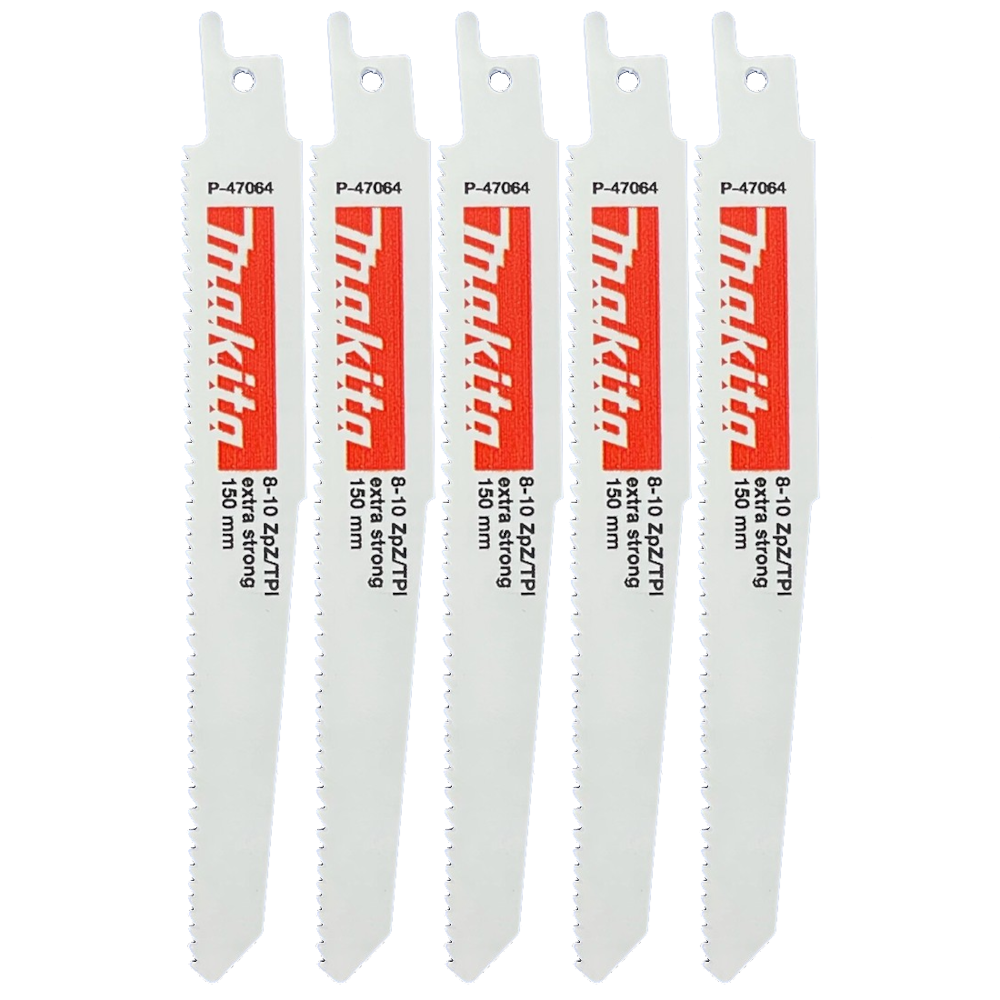 Makita 150mm 8-10TPI Demolition Bi-Metal Recipro Blade 5 Pack P-47064