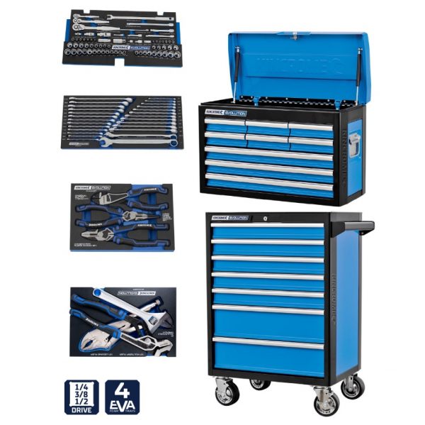EVOLUTION Workshop Chest & Trolley 304 Piece 14 Drawer 1/4″, 3/8” & 1/2″ Drive Tool Kit P1230HBT by Kincrome
