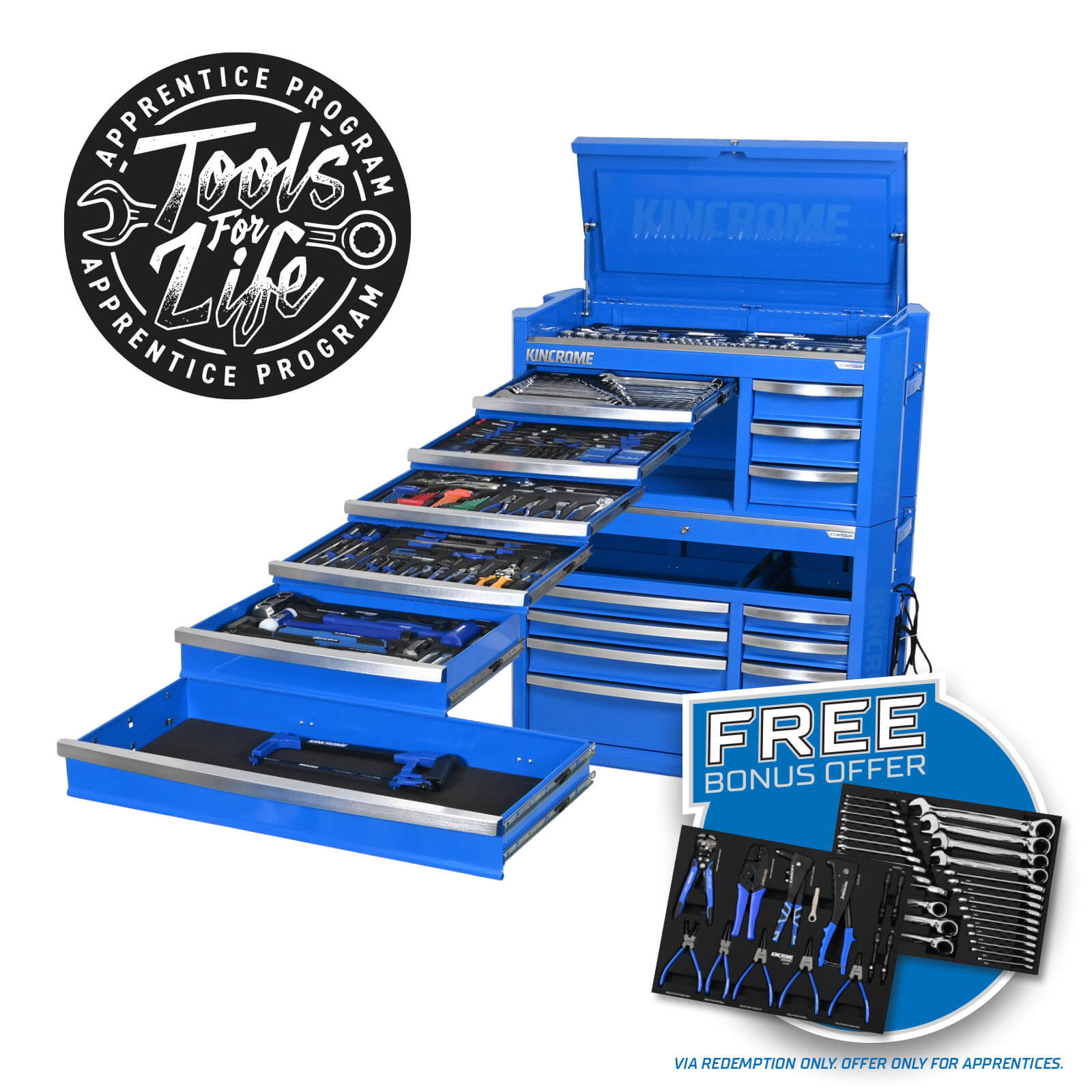 CONTOUR® Workshop Tool Kit 470 Piece 17 Drawer 42" Blue - P1823 by Kincrome