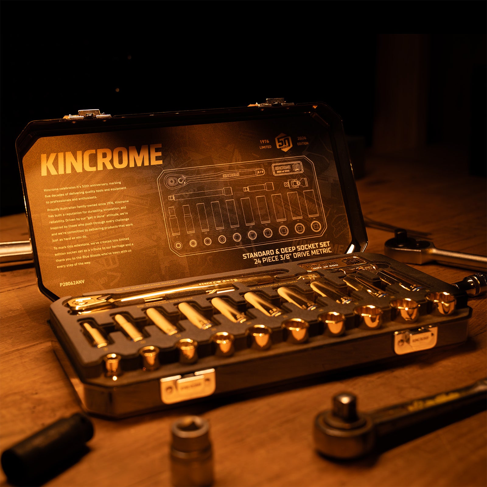 Kincrome 50th Anniversary Gold Socket Set 24Pce Standard & Deep P28062ANV *Limited Edition*