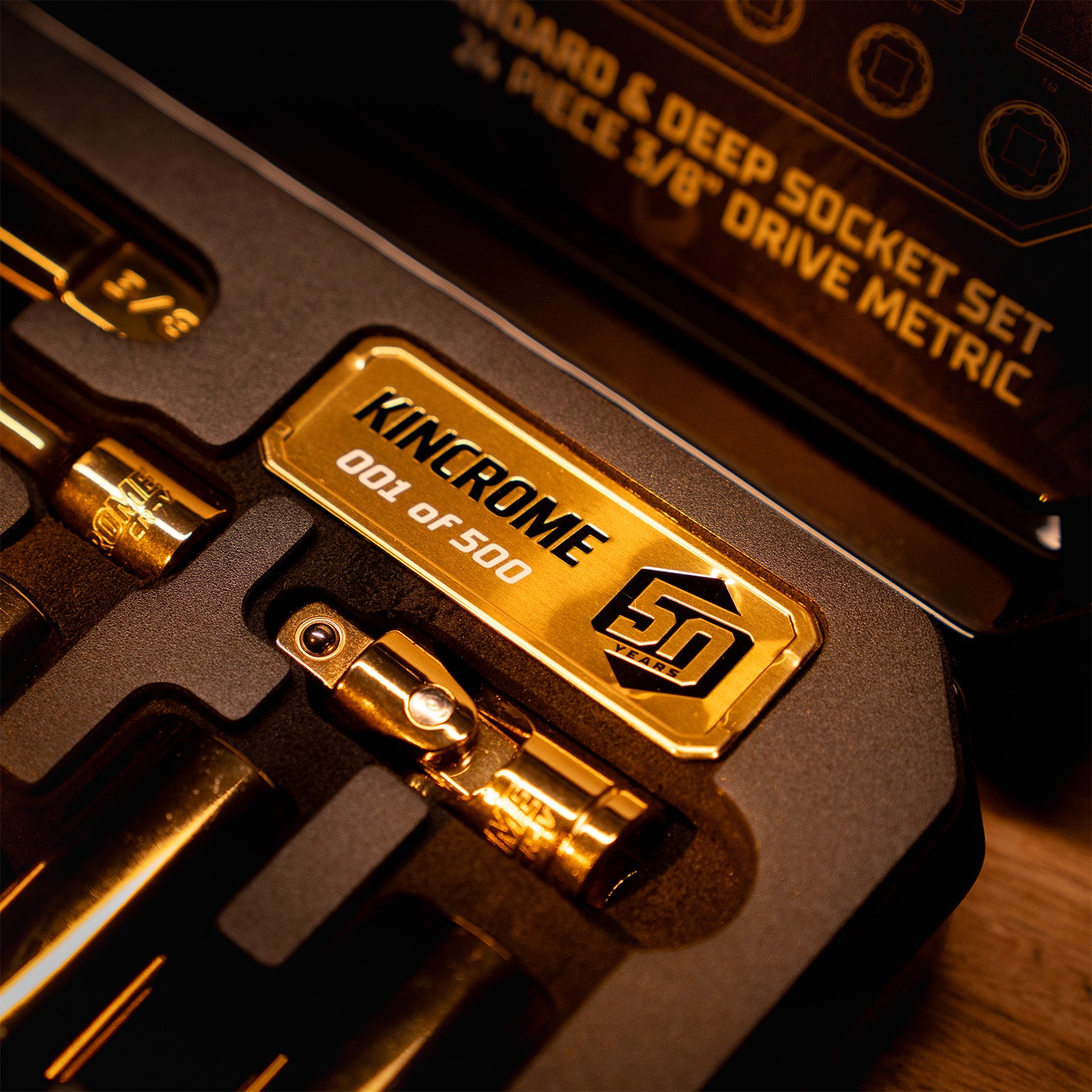 Kincrome 50th Anniversary Gold Socket Set 24Pce Standard & Deep P28062ANV *Limited Edition*