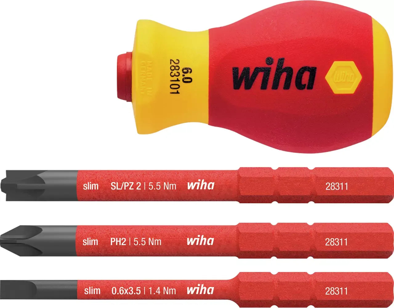 Wiha Screwdriver Set Stubby SlimVario® Electric With 3 SlimBits 41230