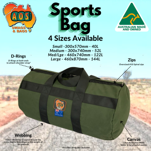 144L Large Green Canvas Sports Bag BSPORT3GR by AOS