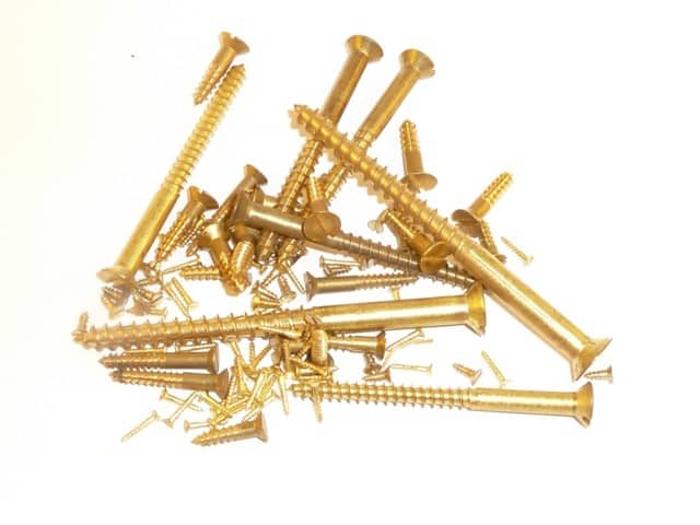 1G x 13mm (1/2") Solid Brass Slotted Countersunk Head Wood Screws (100Pce) SBWS14