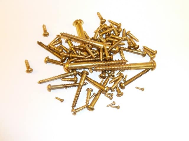 0G x 13mm (1/2") Solid Brass Slotted Round Head Wood Screws (100Pce) SBWS33