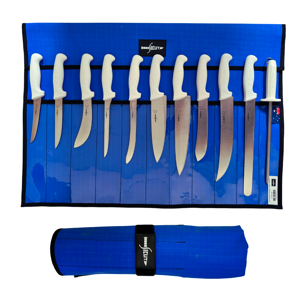 Sicut Ultimate Knife Package – 11 Piece Professional Knife Set with Heavy Duty Canvas Wrap SCKPULW
