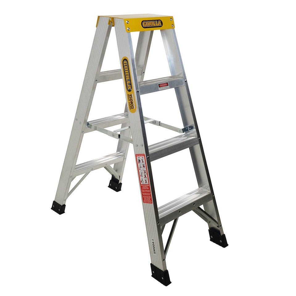 4 Step Aluminium Double Sided 150kg Step Ladder SM004-I by Gorilla
