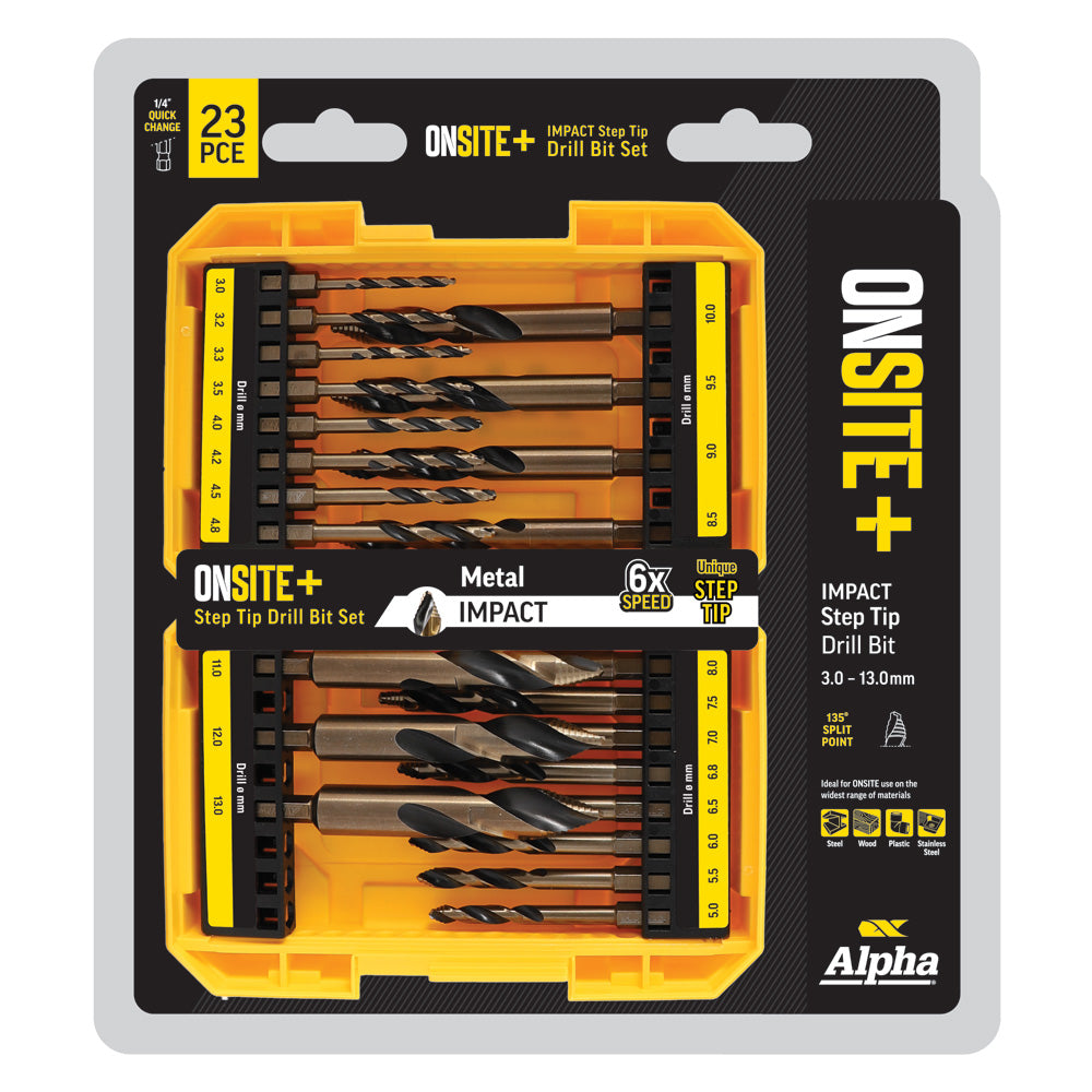 Alpha 23 Piece Onsite Plus Impact Step Tip Drill Set SM23ST