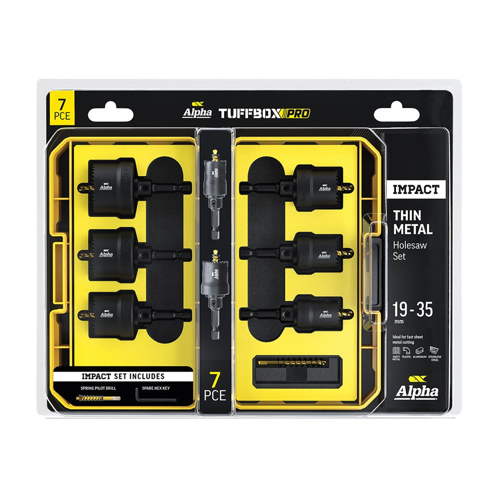 Alpha 7Pce Impact Thin Metal Tuffbox Pro Holesaw Set SM7HSFTP