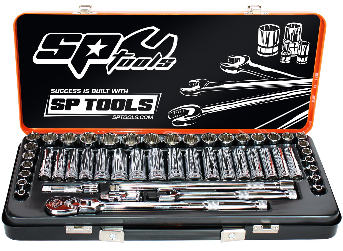 3/8"Drive Socket Set, 6Point & 12Point Metric/SAE, 50Pce - SP20201 by SP Tools
