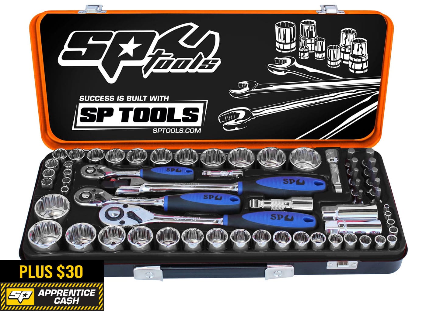 1/4", 3/8" & 1/2"Drive Socket Set 12PT METRIC/SAE 59Pce - SP20280 by SP Tools