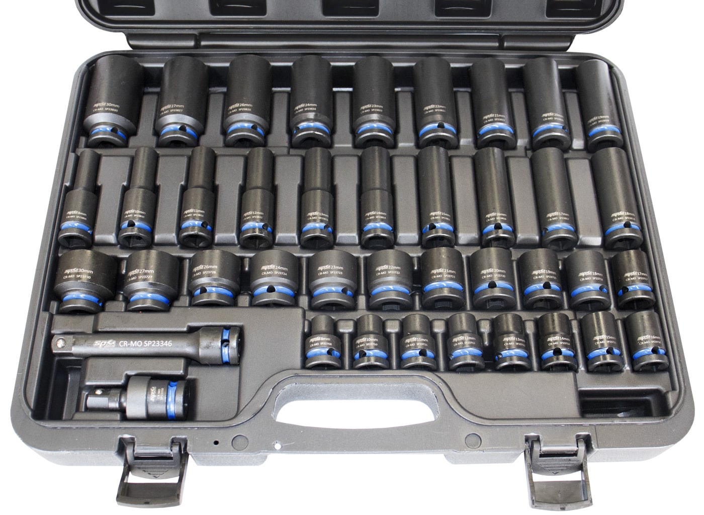 1/2"Drive Impact Socket Set Standard & Deep 6PT Colour Coded Metric Only 40Pce - SP20322 by SP Tools