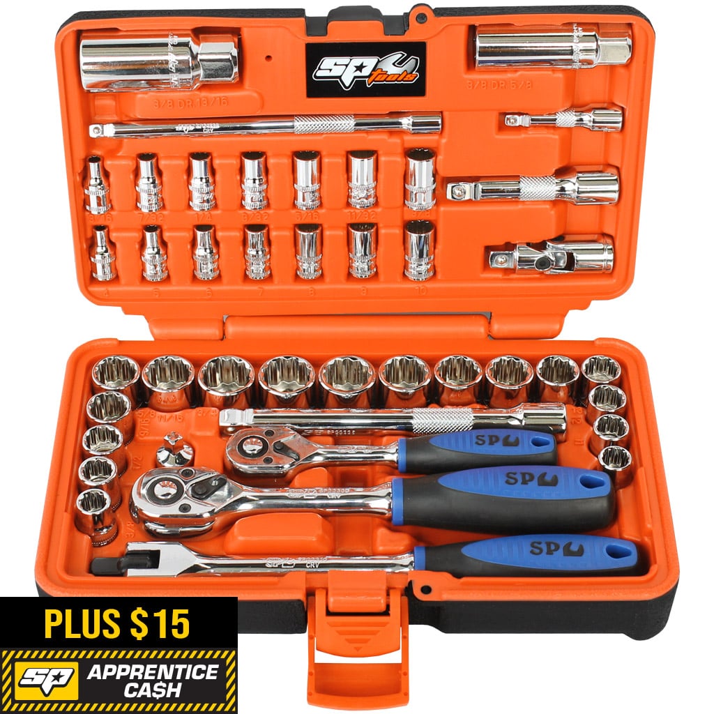 1/4" & 3/8"Drive Socket Set In X-Case 12PT Metric/Sae 42Pce - SP20601 by SP Tools