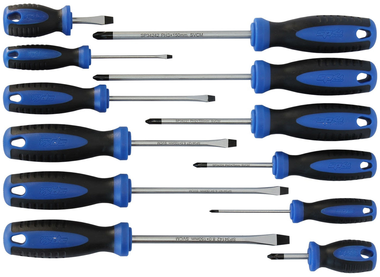 Screwdriver Set 12Pce Phillips/Slotted - SP34002 by SP Tools