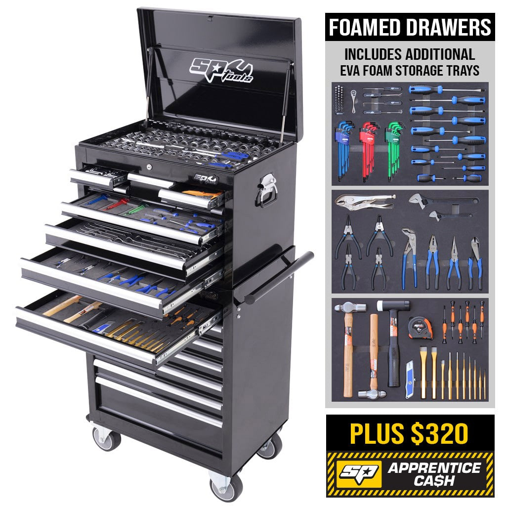 Custom Series Tool Kit 303Pce Metric/Sae Bonus EVA Storage Trays - SP50105X by SP Tools