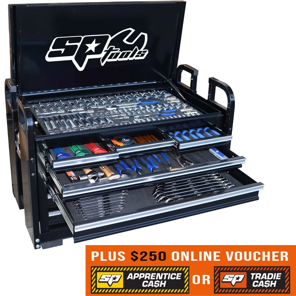 Field Service Tool Kit 250Pce Metric/Sae Black Plus Additional EVA Foamed Trays - SP50118X by SP Tools