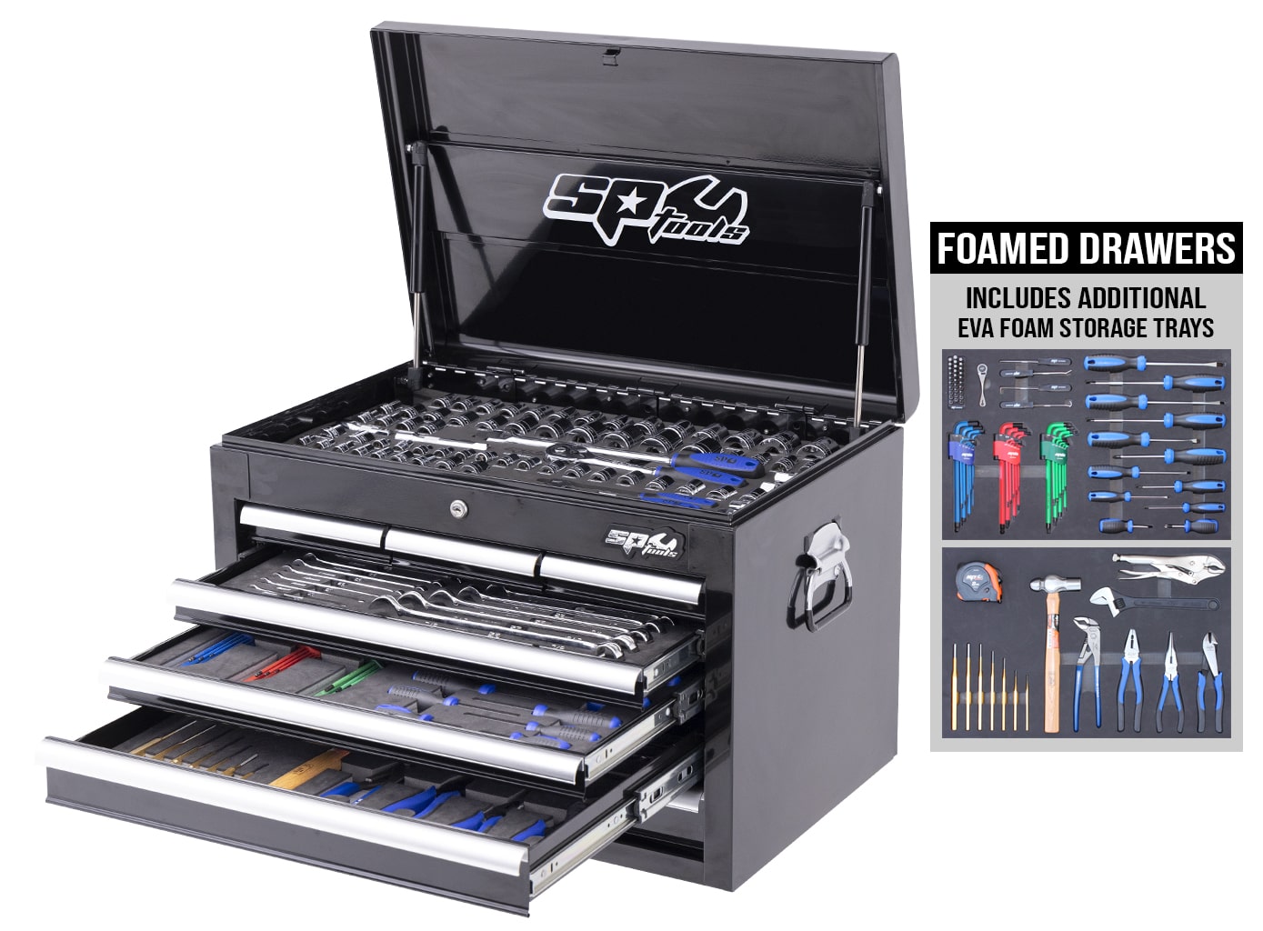 Custom Series Tool Kit 218Pce Metric/Sae Bonus EVA Storage Trays - SP50121X by SP Tools