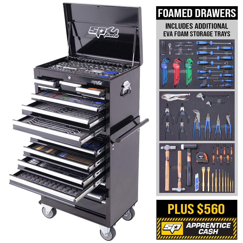 Custom Series Tool Kit 629Pce Metric/Sae Plus Bonus EVA Trays - SP50165X by SP Tools