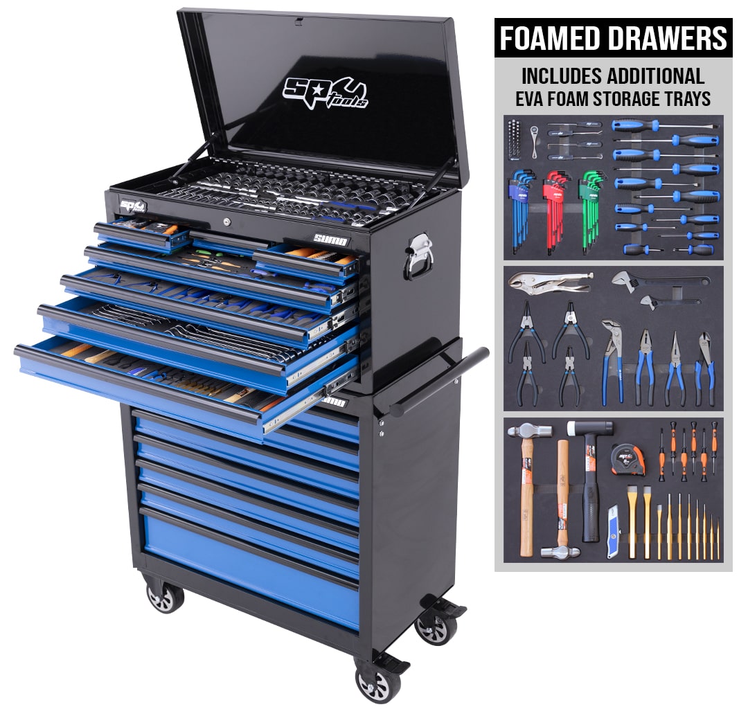 Sumo Custom Series Tool Kit 417Pce Metric/Sae Blue Plus Bonus EVA Trays - SP50176X by SP Tools
