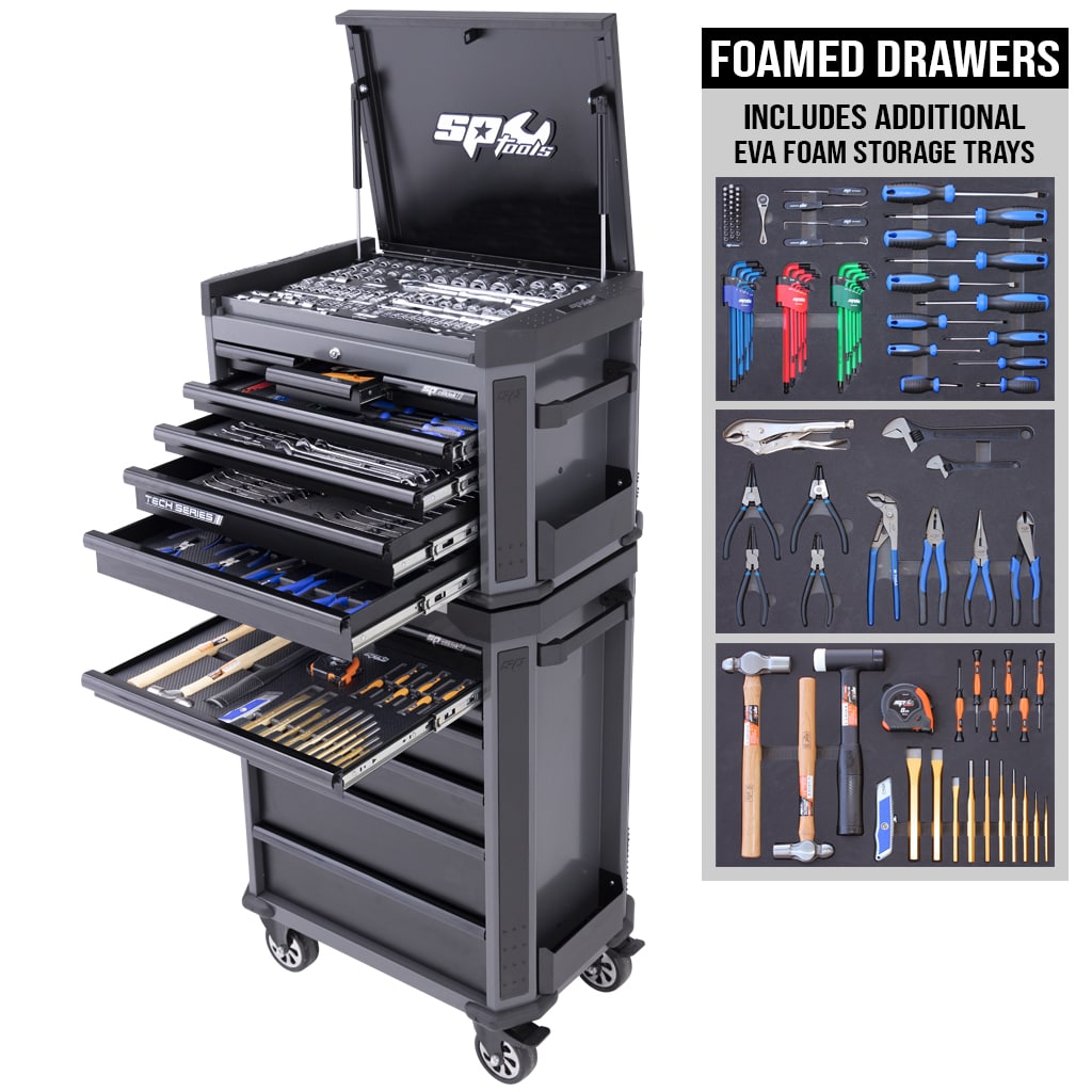 Tech Series Tool Kit 336Pce Metric/Sae, Diamond Black Plus Eva Foam Trays - SP52295DX by SP Tools