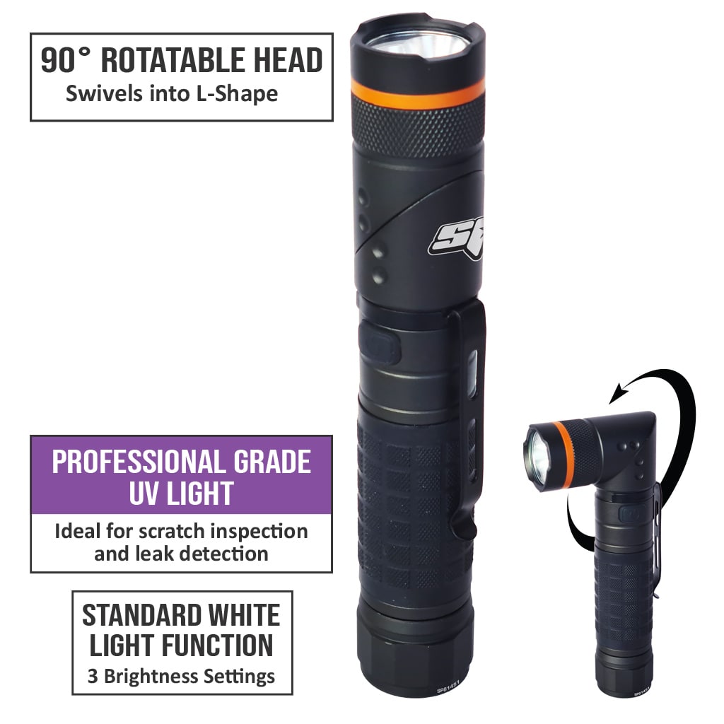 Torch/Work Light UV Inspection LED Multifunction Mag Base Rotatable Head - SP81451 by SP Tools