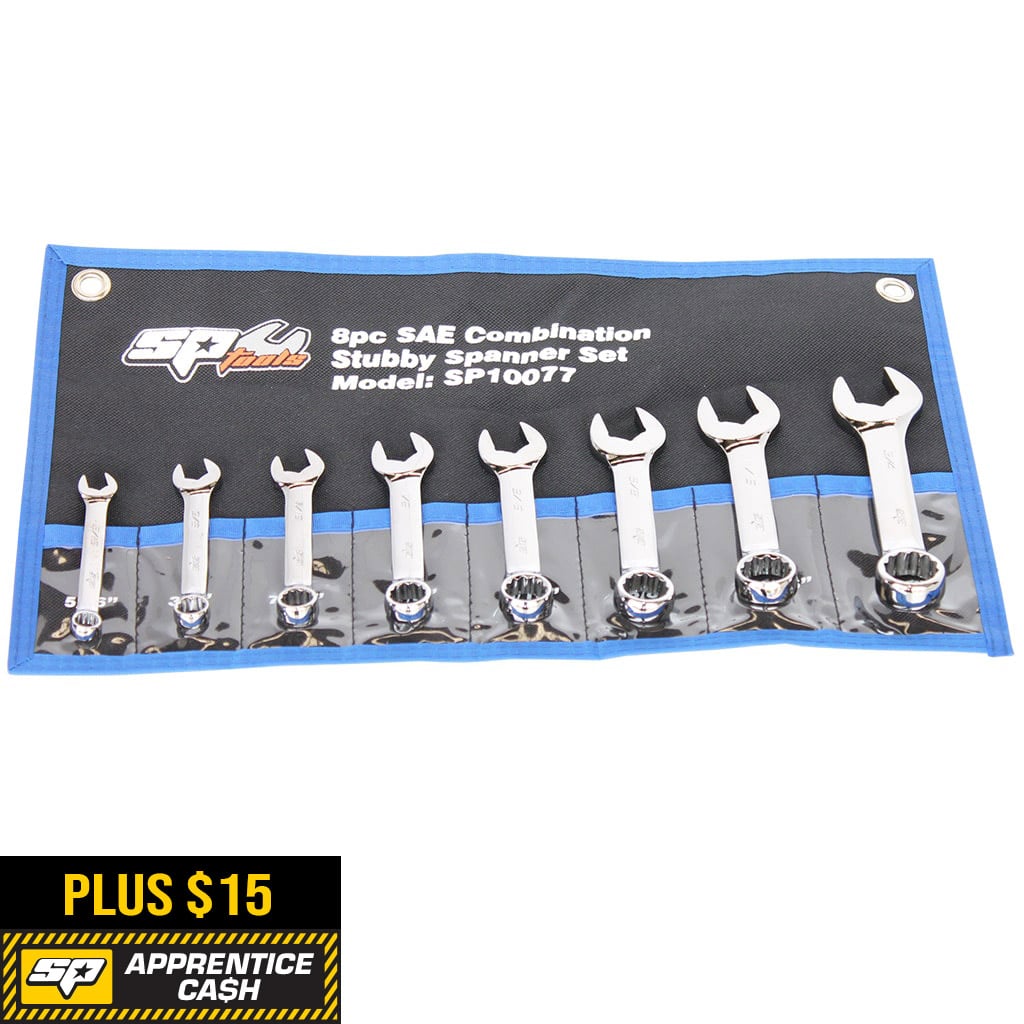 Combination Roe Spanner Set Stubby Sae 8Pce - SP10077 by SP Tools