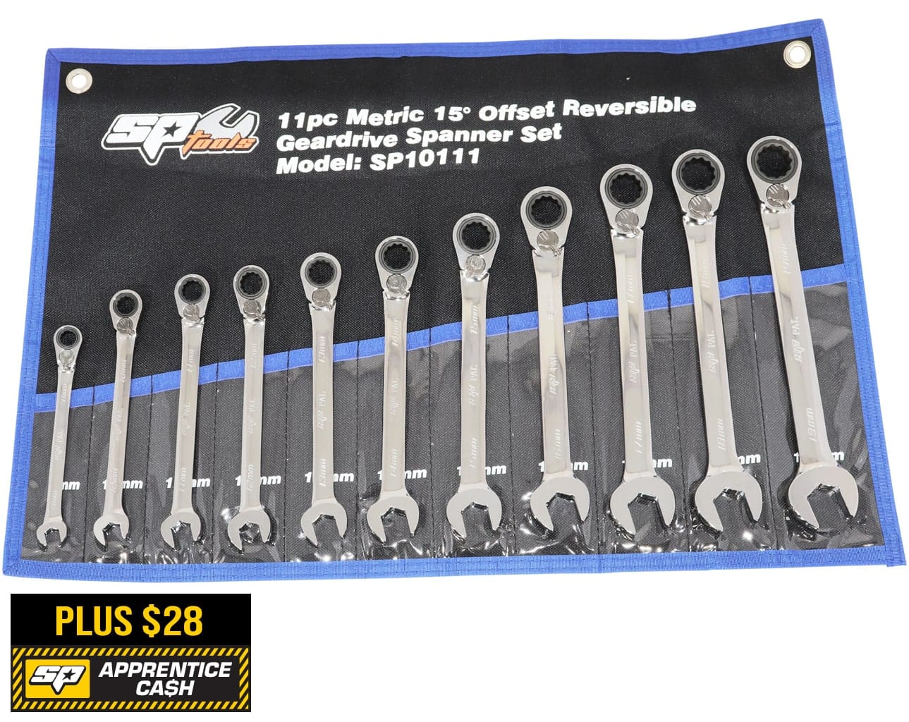 Gear Drive Roe Spanner Set 15° Offset Metric 11Pce - SP10111 by SP Tools