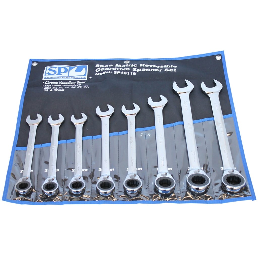Gear Drive Roe Spanner Set 15° Offset Metric 8Pce - SP10118 by SP Tools