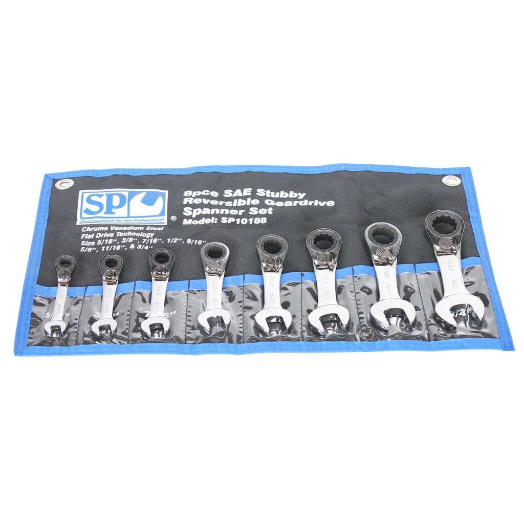 Gear Drive Roe Spanner Set 15° Offset Stubby Sae 8Pce - SP10188 by SP Tools