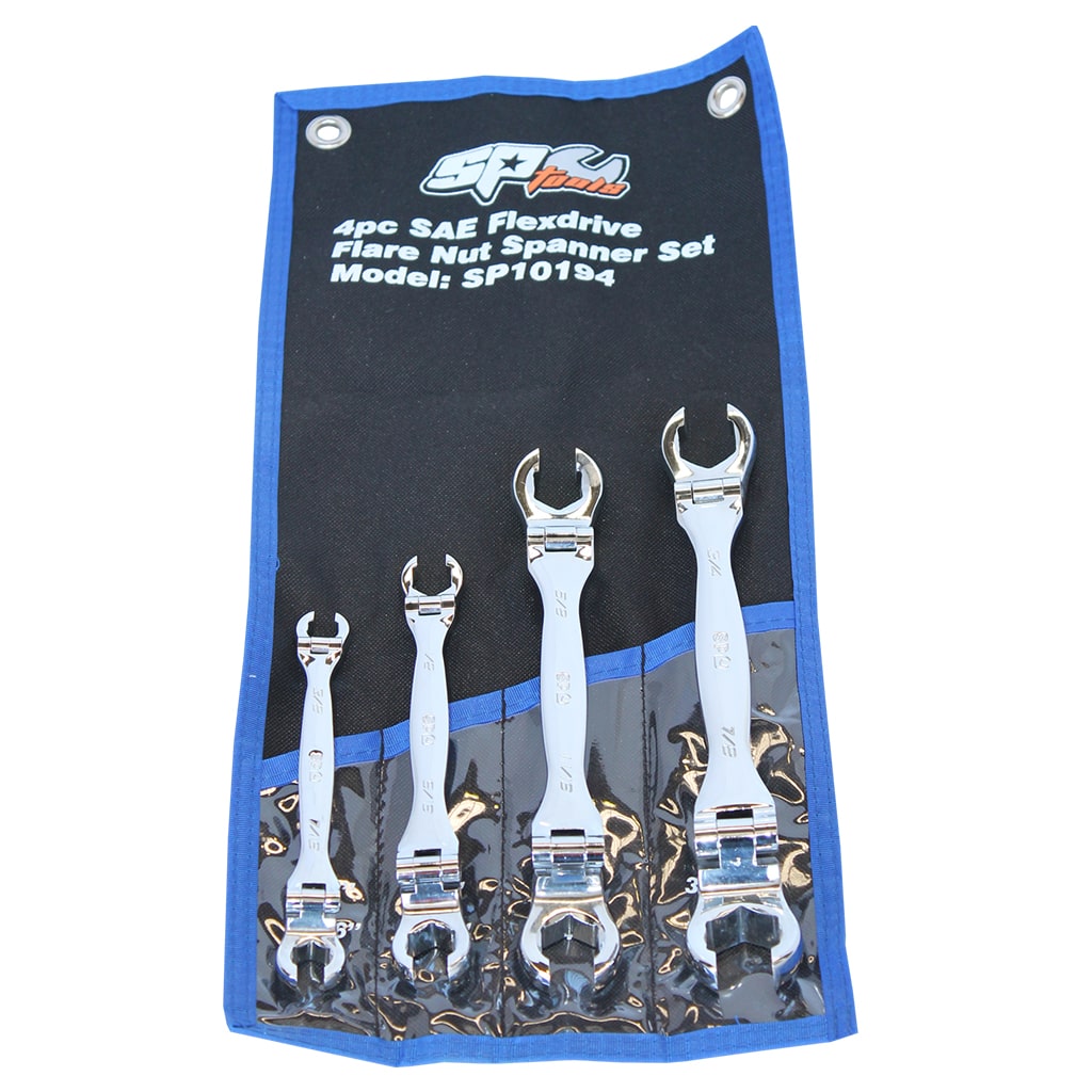 Flare Nut Flexhead Spanner Set Sae 4Pce - SP10194 by SP Tools