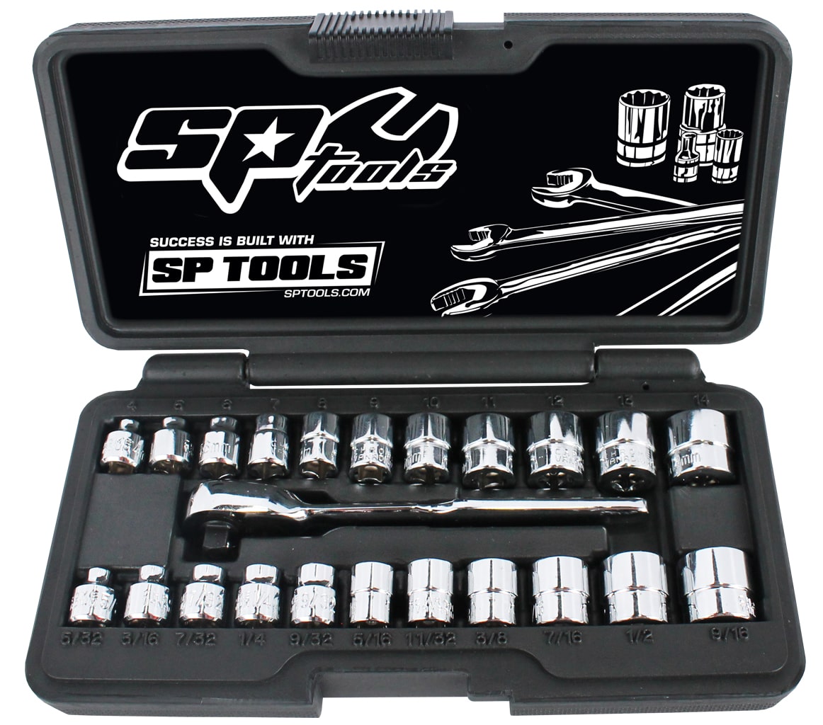1/4"Drive Socket Set Low Profile (Stubby) Metric/Sae 23PC - SP20121 by SP Tools