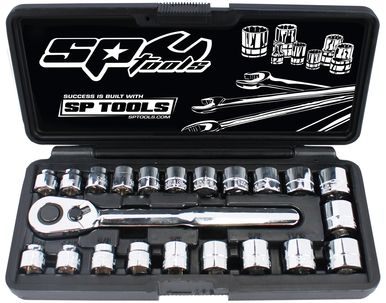 3/8"Drive Socket Set Low Profile ( Stubby) Metric/Sae  22Pce - SP20220 by SP Tools
