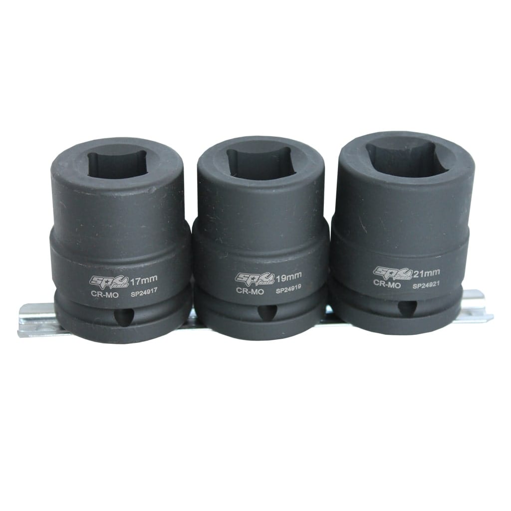 3/4" Drive Impact Socket Rail Set Double Square Metric 3Pce - SP20470 by SP Tools