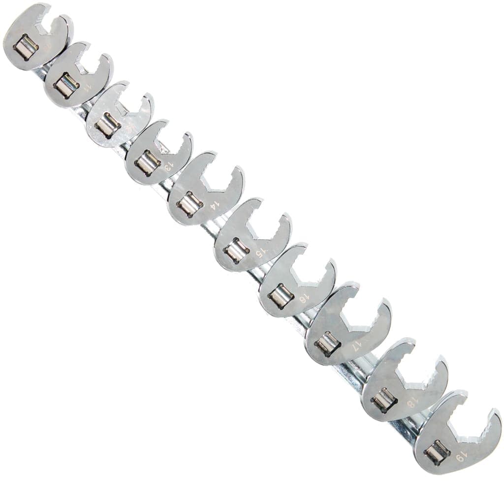 Flare Nut Crowfoot Wrench Rail Set 3/8"Drive Metric 10Pce  - SP20574 by SP Tools