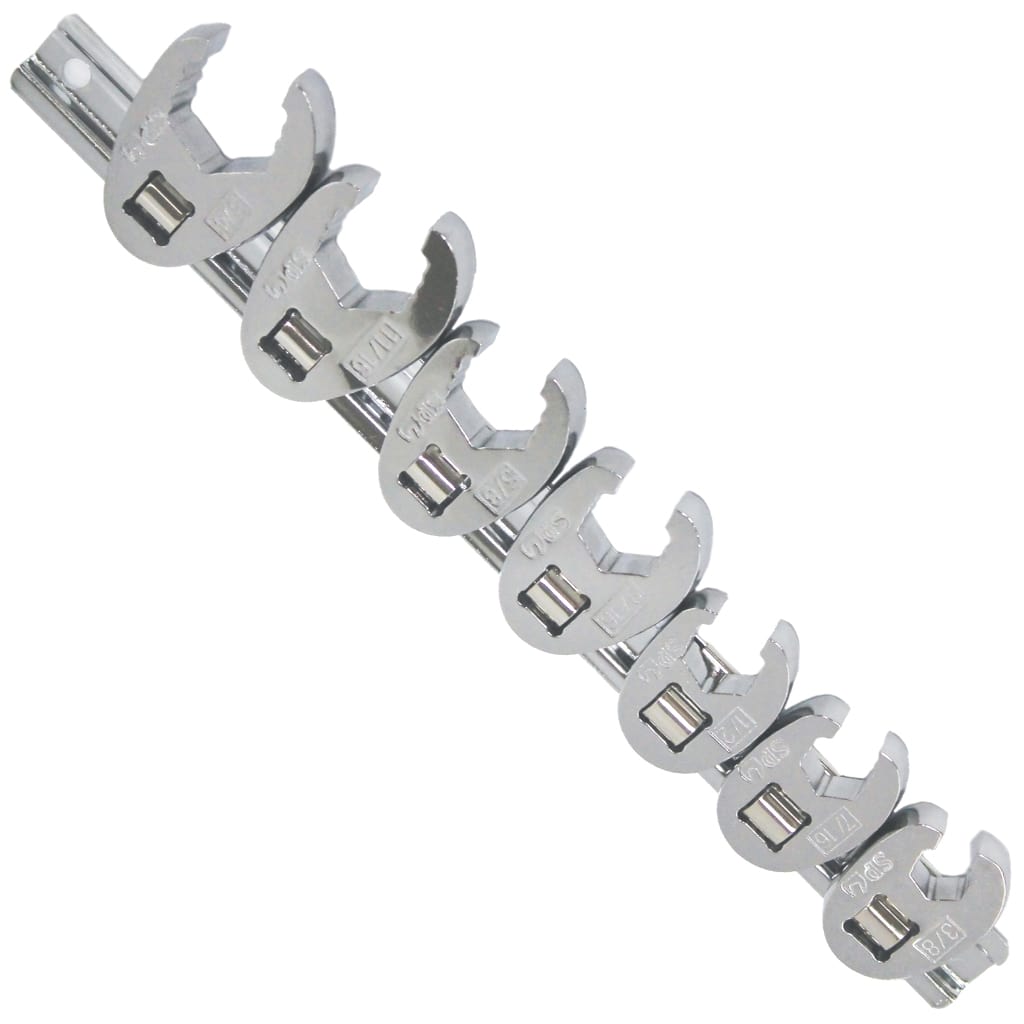 Flare Nut Crowfoot Wrench Rail Set 3/8"Drive Sae 7Pce  - SP20594 by SP Tools