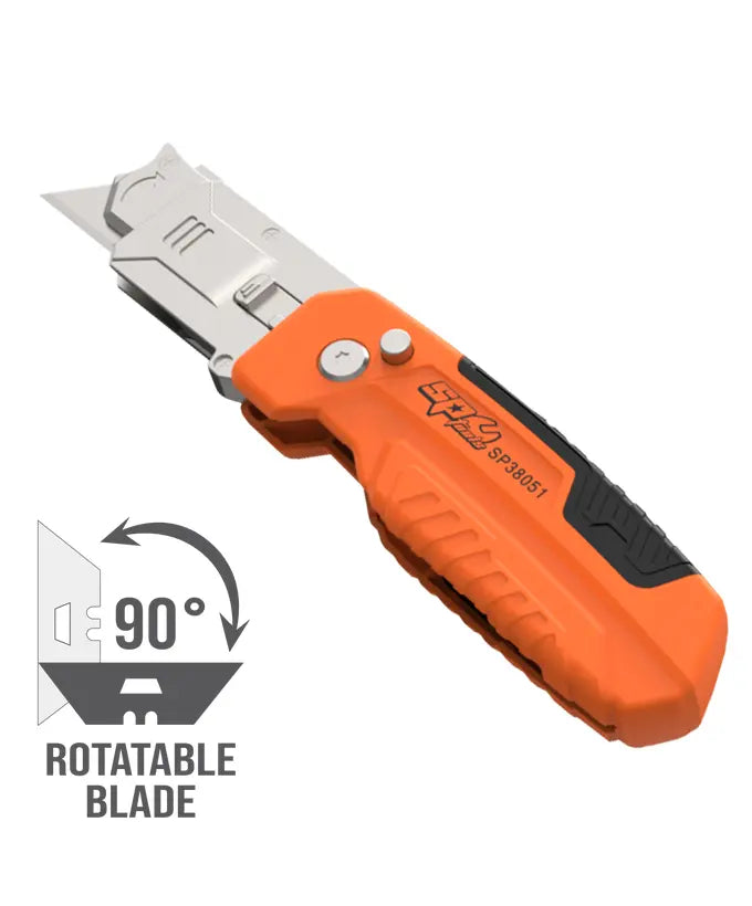 SP Tools Folding Lock-Back Utility Knife/Scraper with 90° Rotatable Blade SP38051