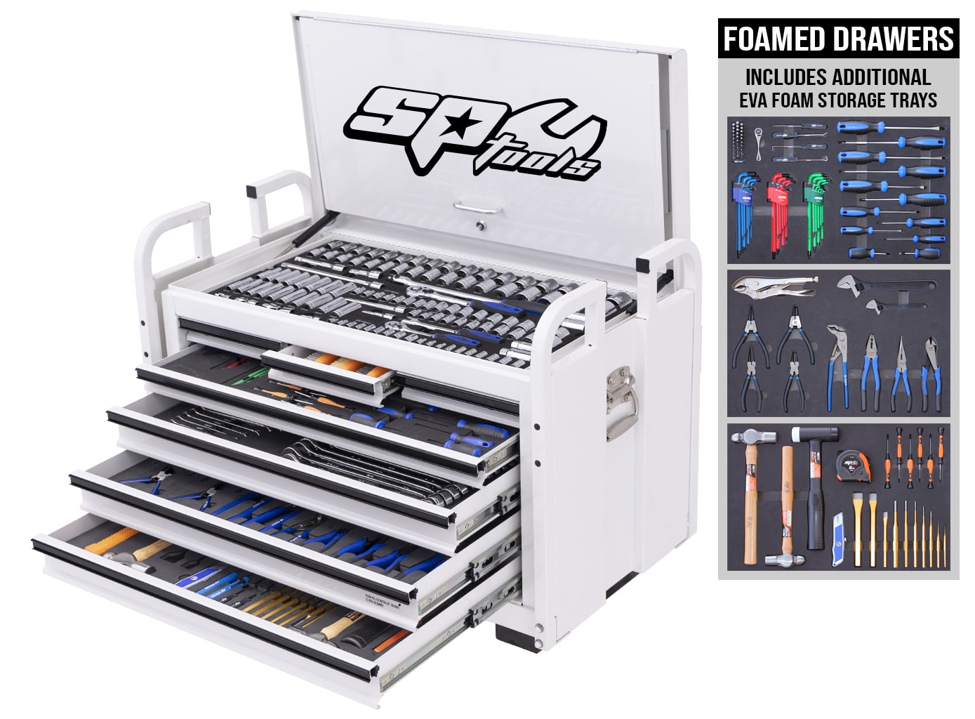 413Pce White Field Service Tool Kit Metric & Imperial - Plus Bonus EVA Storage Trays SP50115WX by SP Tools