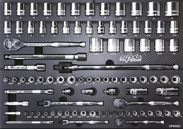 SP Tools 278Pce Metric and SAE 69" Apex Series Power Hutch Workstation Combo with EVA Foam Trays SP53002GY