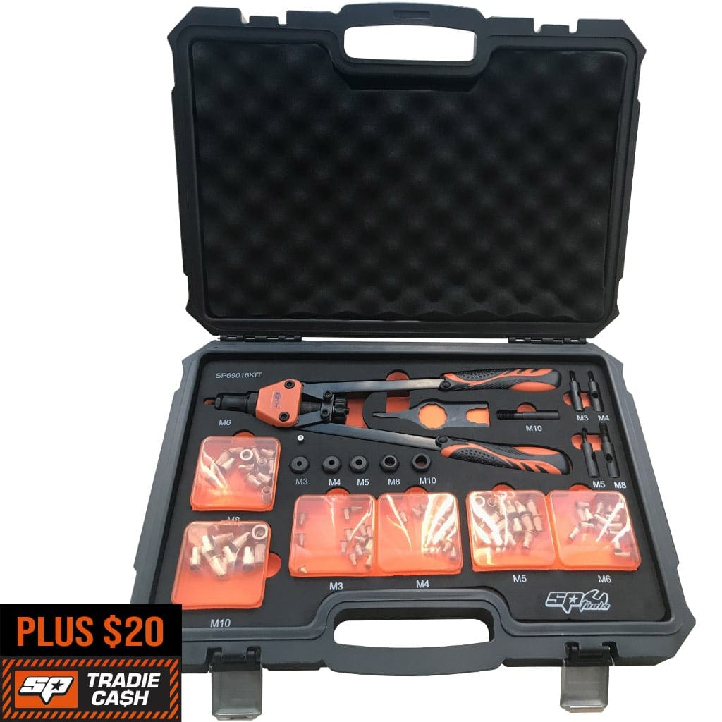Nut Riveter Set Lever Type 74Pce - SP69016 by SP Tools