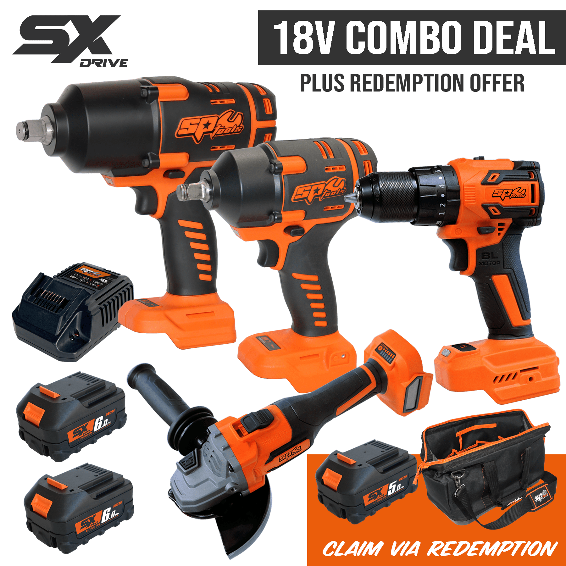 SP Tools SX Drive 18v Ultimate Combo Kit 6.0Ah x2 SP83195