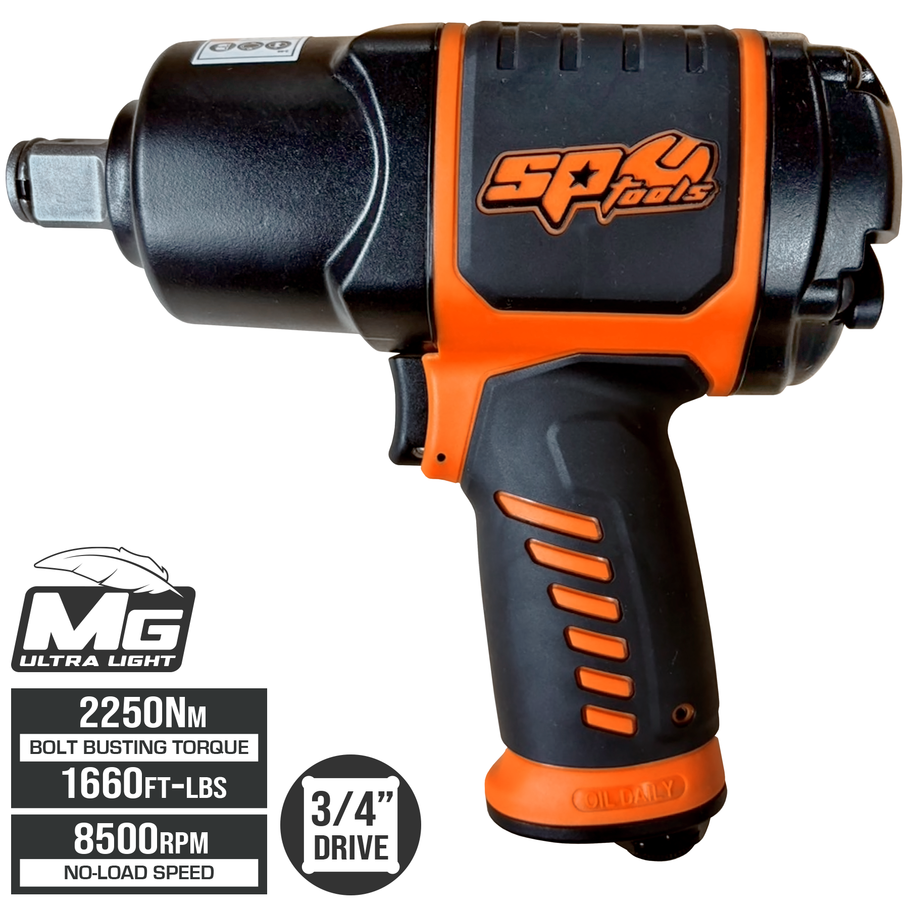 SP Tools 2250Nm 3/4”Dr Lightweight Air Impact Wrench SP9850