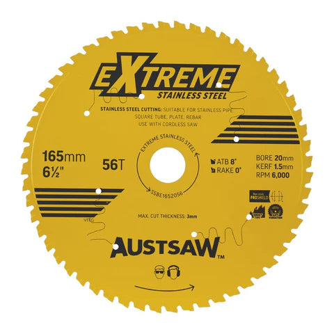 Extreme Stainless Steel Blade 165mm x 20 x 56T SSBE1652056 by Austsaw