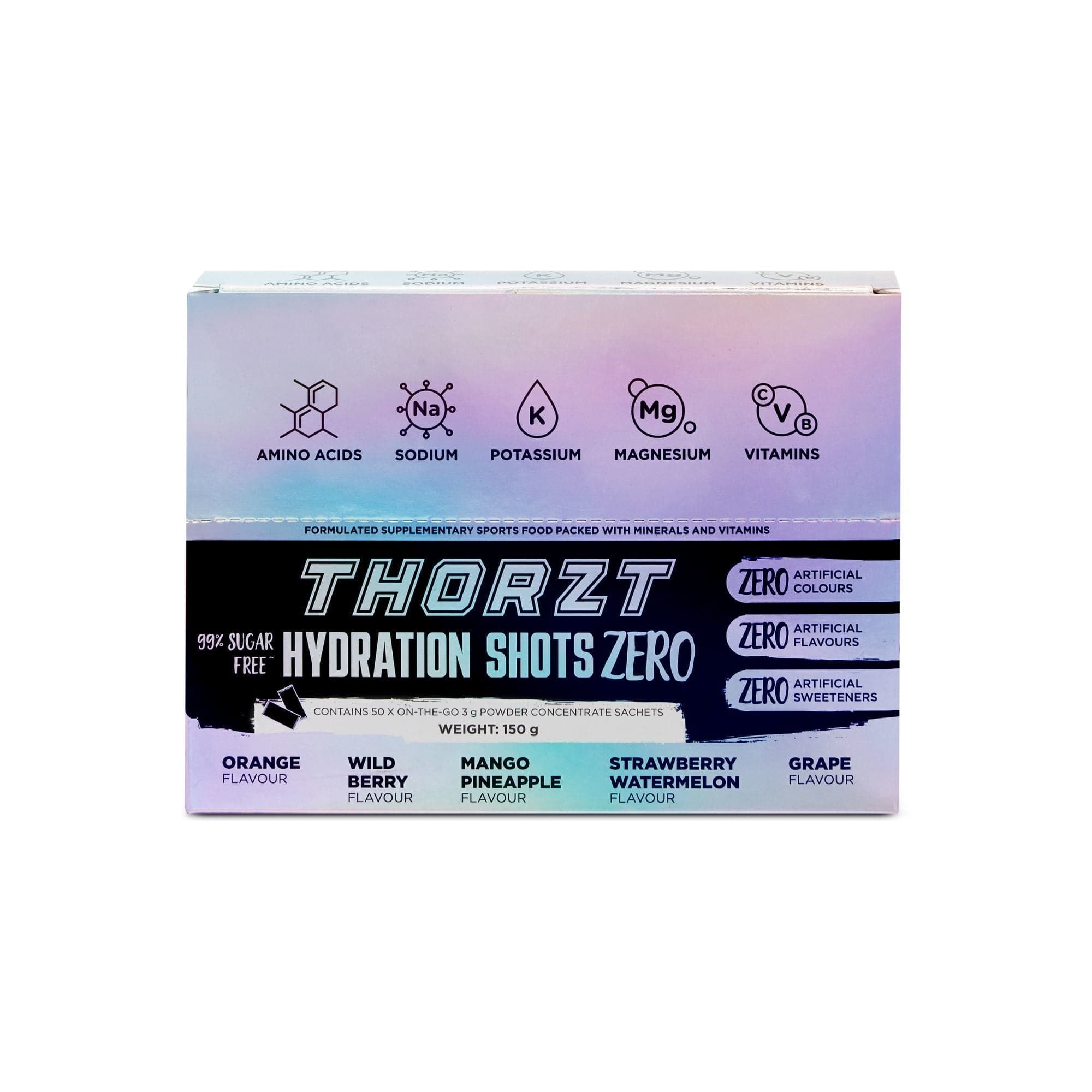 Thorzt 50Pce 99% Sugar Free Hydration Shots Zero - Natural Mixed Flavours SSSFZERO