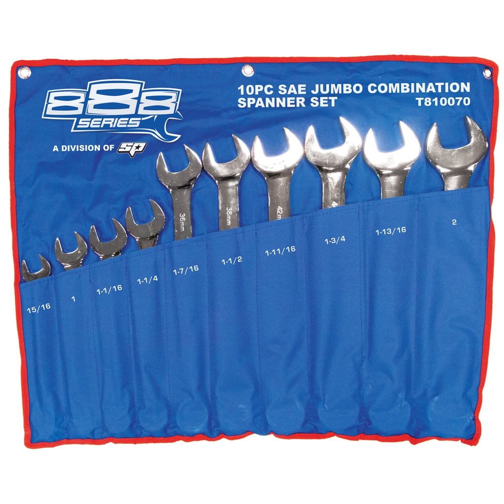 Combination Roe Spanner Set Jumbo Sae 10Pce  - T810070 by SP Tools