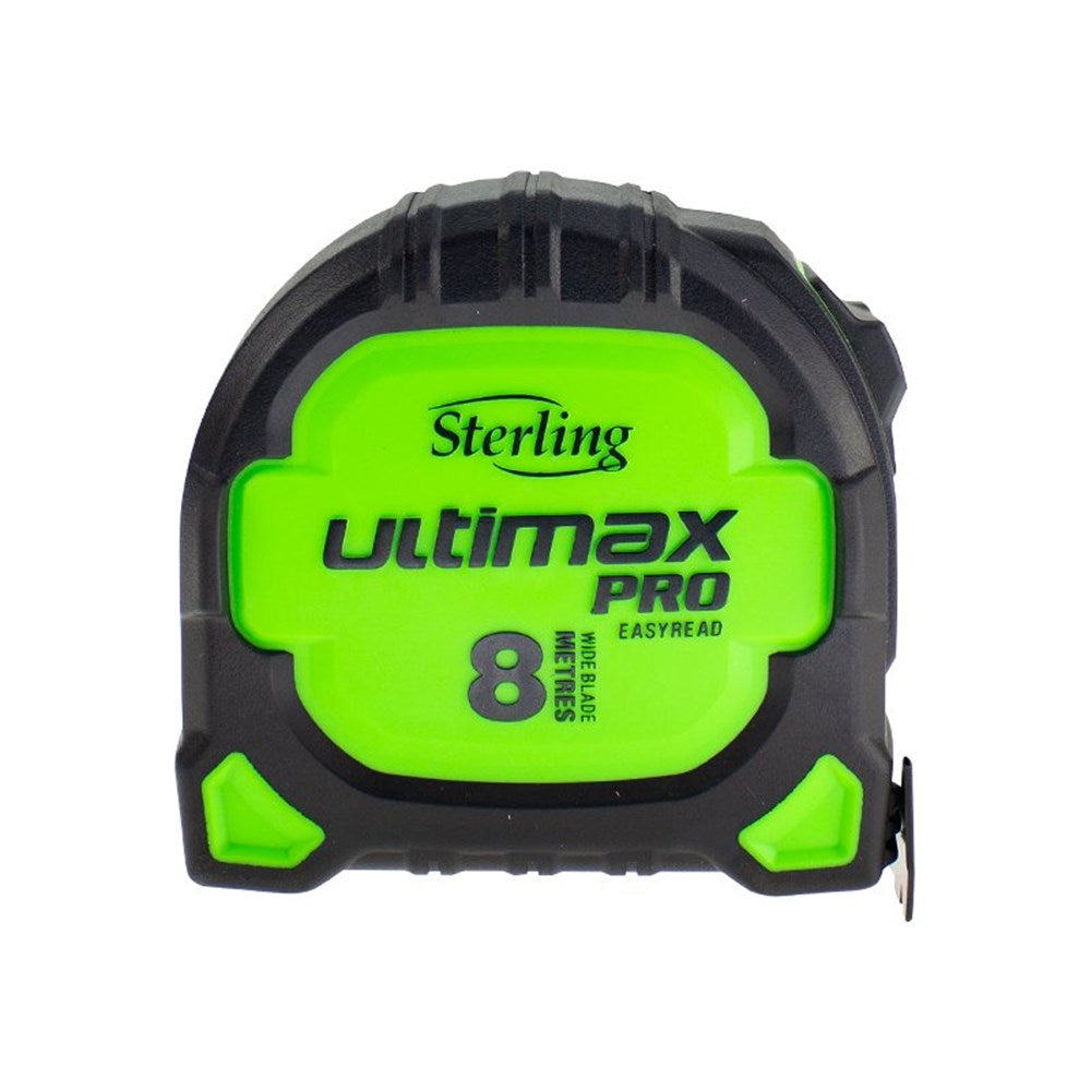 Sterling Ultimax Pro Tape Measure Easyread: 8m Metric Steel Hook Non Magnetic TMNXE8027