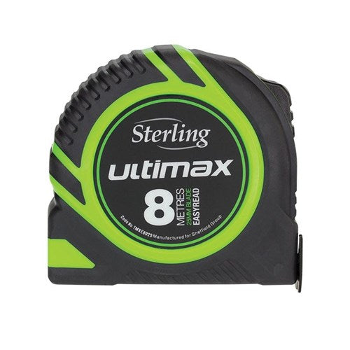 Ultimax Tape Measure Easyread: 8m x 25mm Metric - TMXE8025 by Sterling