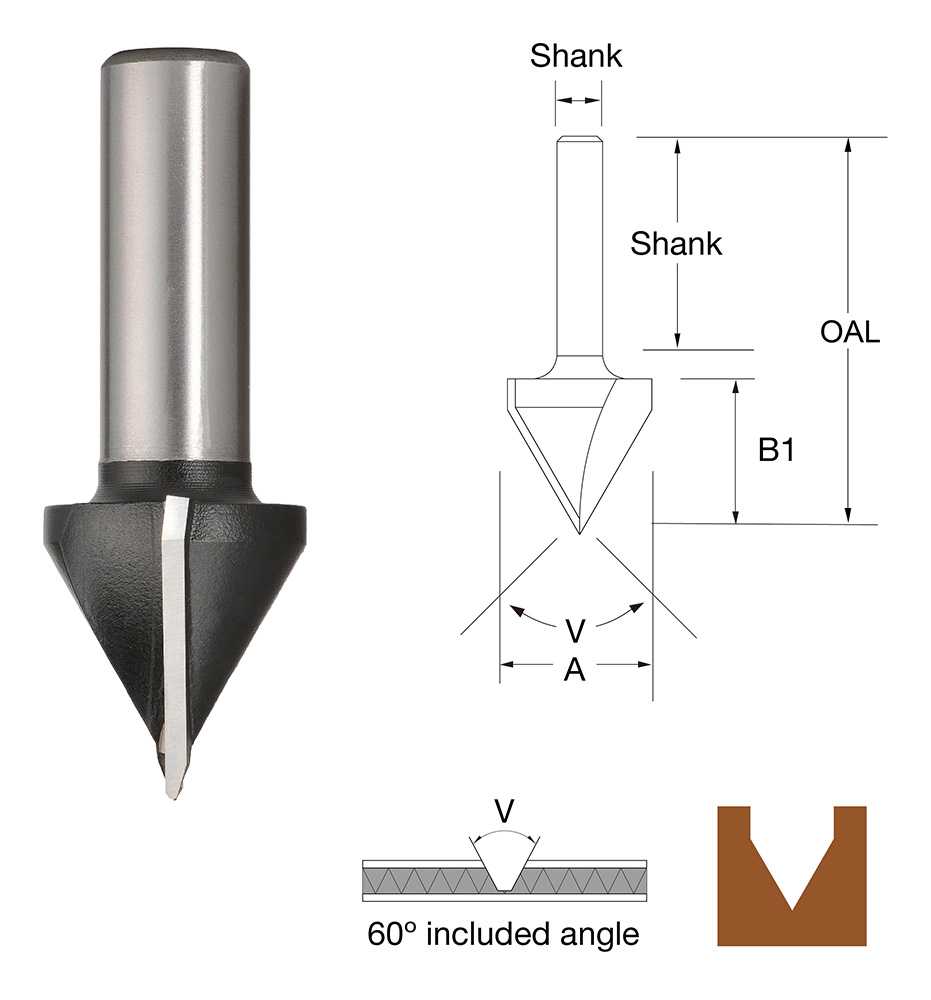 TruaCut 1/2" Shank 31.3mm 60° V Grooving Bit for Composite & Plaster T6128/2