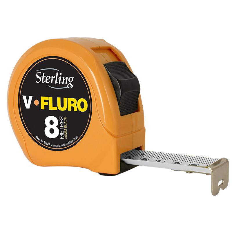 Sterling 8m x 25mm Metric V-Force Fluoro Tape Measure V8025F