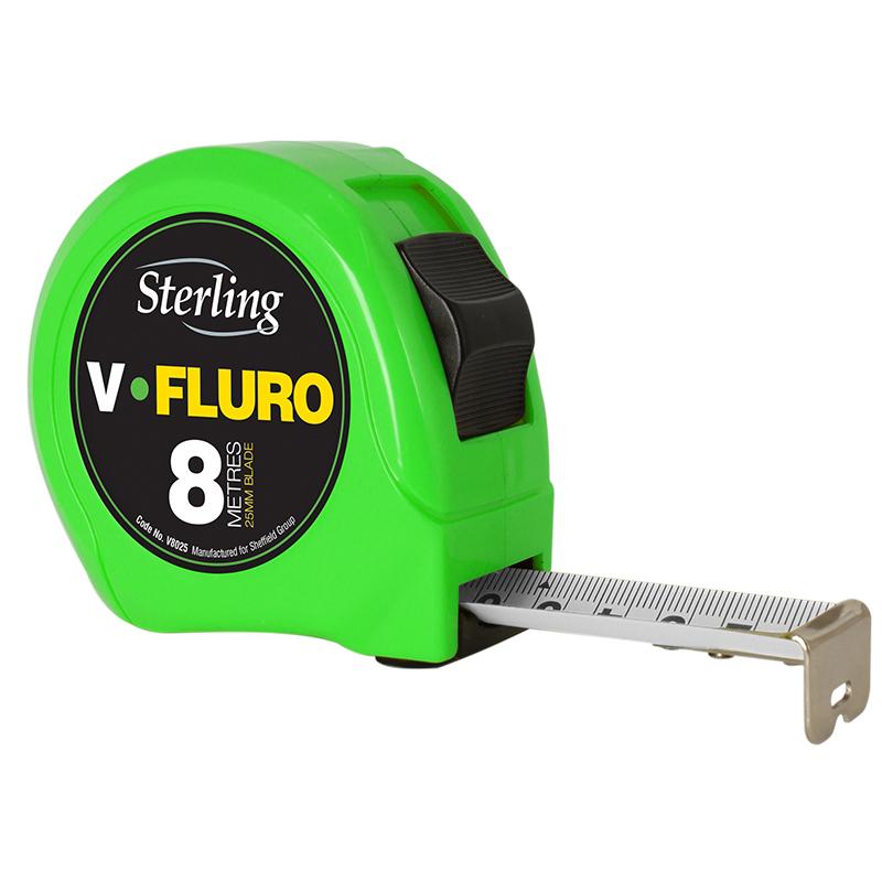 Sterling 8m x 25mm Metric V-Force Fluoro Tape Measure V8025F