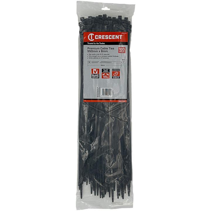 Crescent Black Cable Ties 100Pce Packs